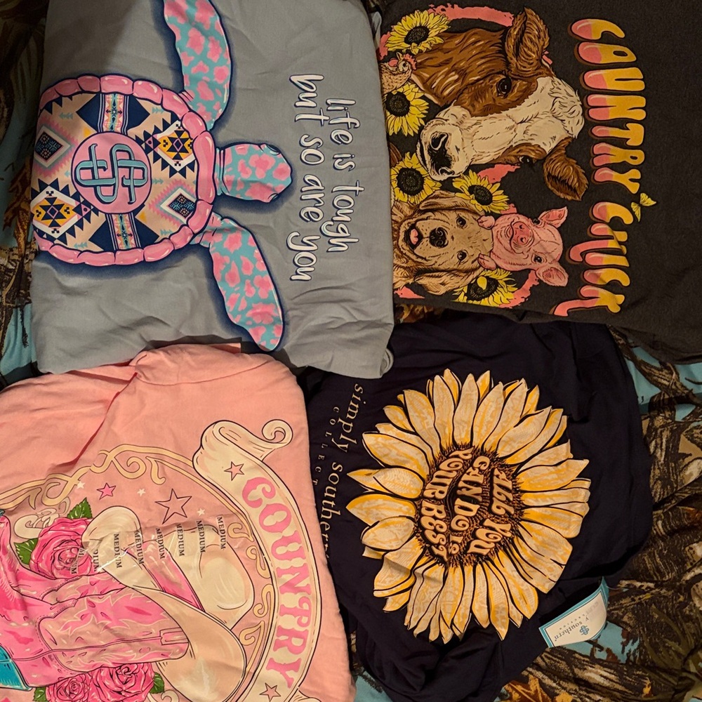 Simply Southern Graphic Tees - Pink, navy Blue, and grey